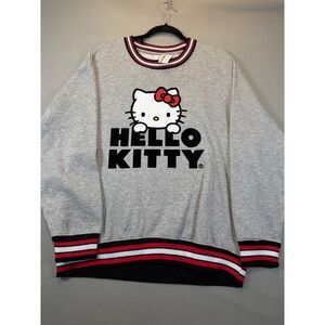 Hello‎ Kitty Sanrio Sweatshirt Womens XL Gray Crewneck Graphic NWT